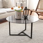 Hanah Home Trio Mesa de Centro de Cristal Templado Fume y Negro